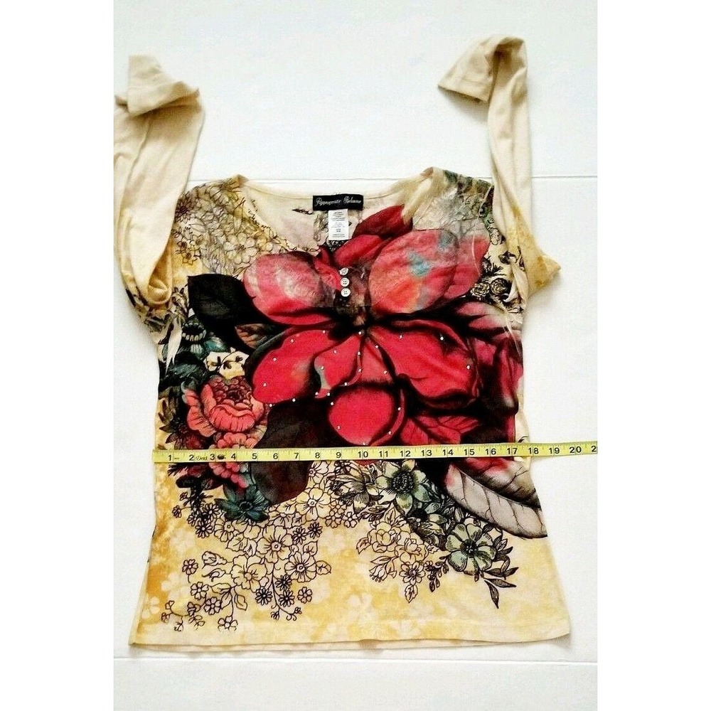 Appropriate Behavior Women's Floral Sheer Lace Buttons Long Sleeve Shirt S (4-6) - Picture 9 of 11